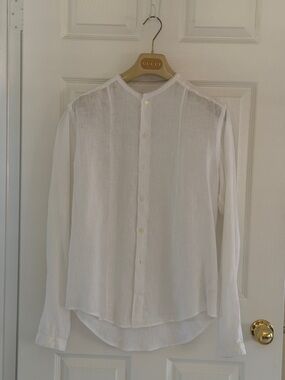 Zara White linen Lightweight Button-Down Shirt